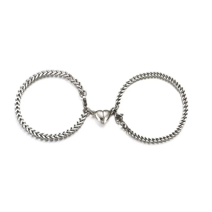 BowLift | Simple Couples Cuban Magnetic Heart Bracelet Set