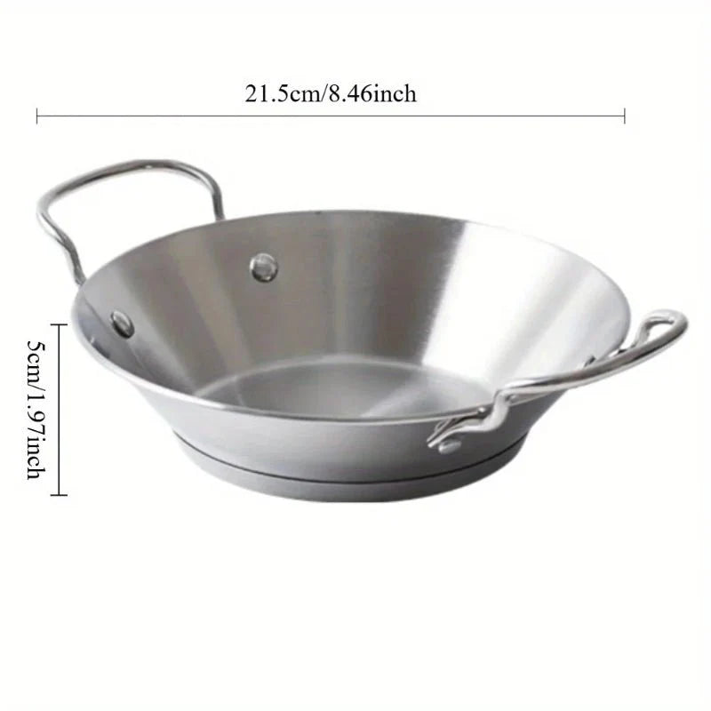 BowLift | SizzleServe – Flat Stainless Steel Pan with Dual Fry Trays