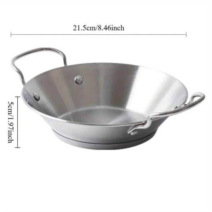 BowLift | SizzleServe – Flat Stainless Steel Pan with Dual Fry Trays