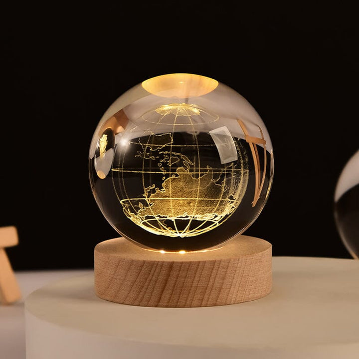 BowLift | 3D Crystal Ball Night Light With Wood Base
