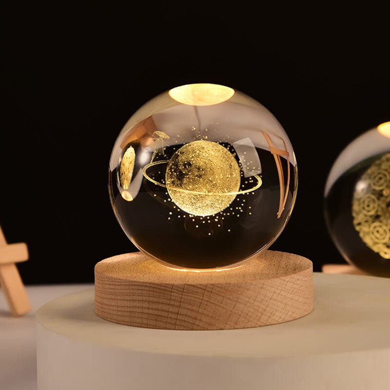 BowLift | 3D Crystal Ball Night Light With Wood Base