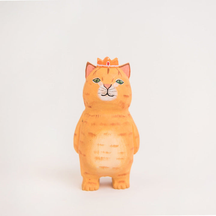 Handmade Cute Cat Wood Carving Ornaments | Bowlift