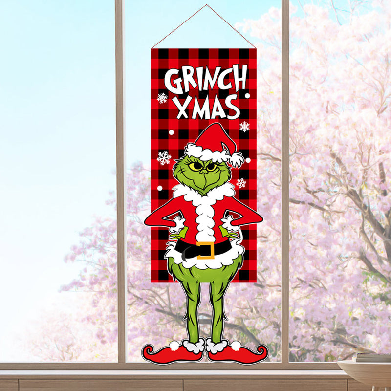 BowLift | Christmas Decoration Hanging Grinch Faceless Doll Door Hanging Flag Garden Flag