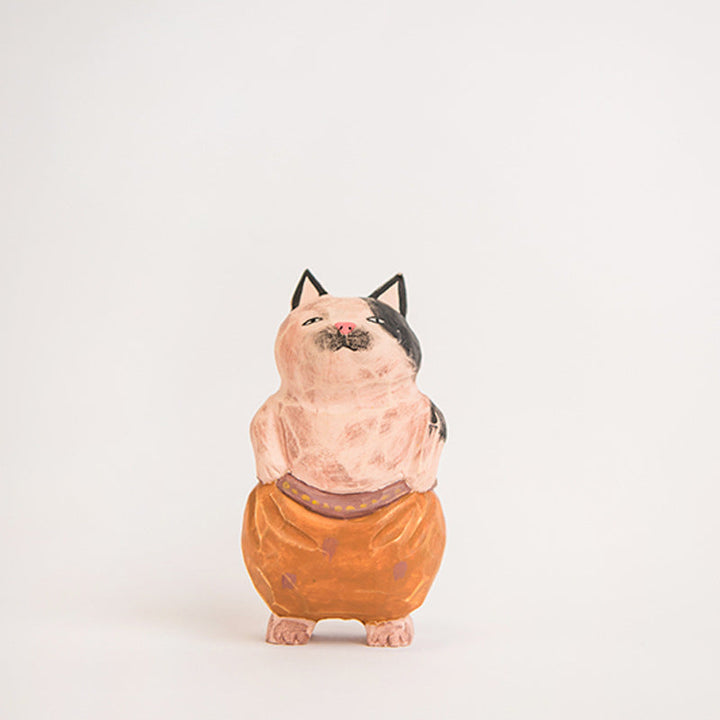 Handmade Cute Cat Wood Carving Ornaments | Bowlift