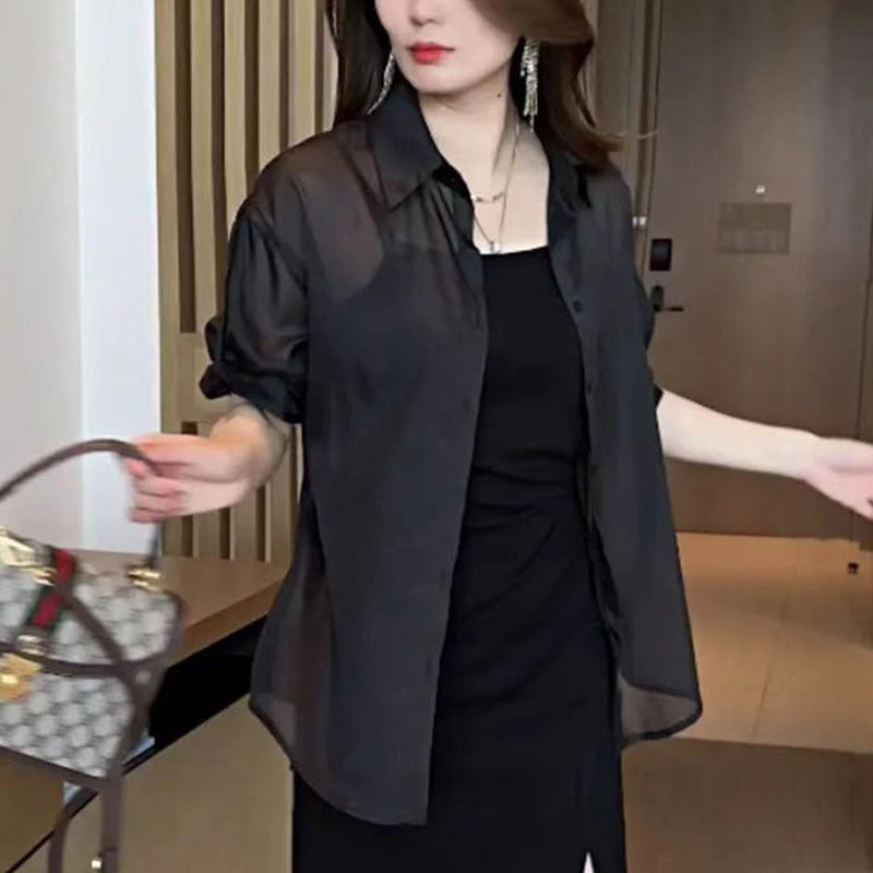 Summer blouse made of silk chiffon | Bowlift