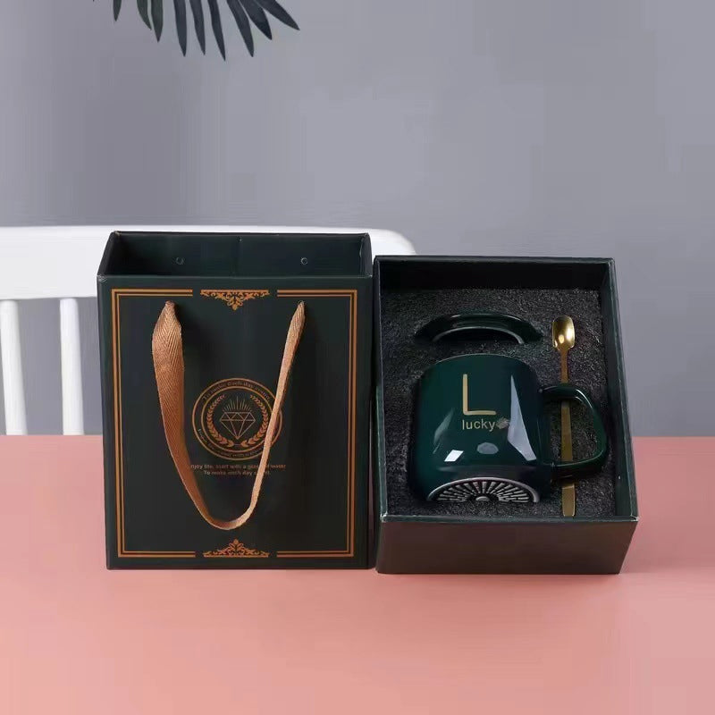 Large-Capacity Ceramic Mug with Lid and Spoon Coffee Cup Gift Set | Bowlift