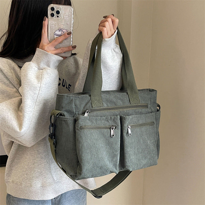 Single-colored Corduroy Tote Bag | Bowlift