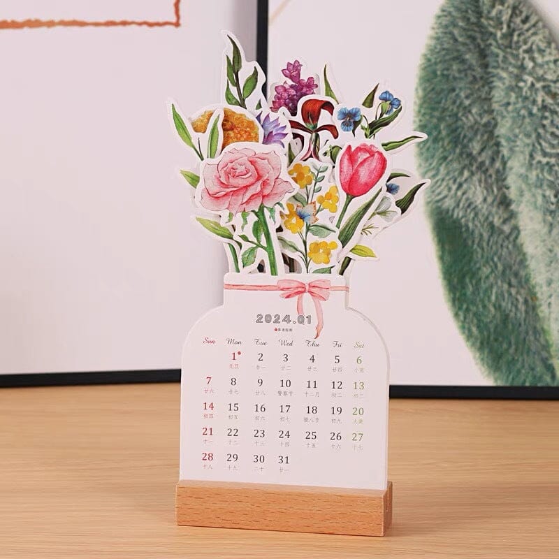 BowLift | 2024 Desk Calendar with Wooden Frame