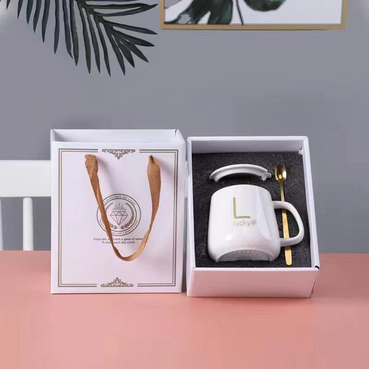 Large-Capacity Ceramic Mug with Lid and Spoon Coffee Cup Gift Set | Bowlift