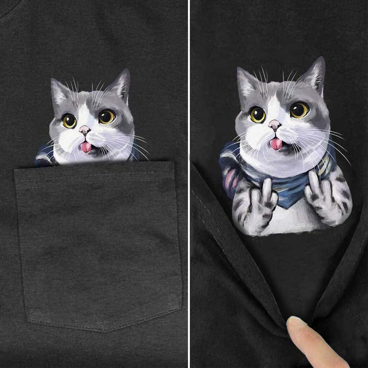 BowLift | Pockets Middle Finger Cat T-Shirt
