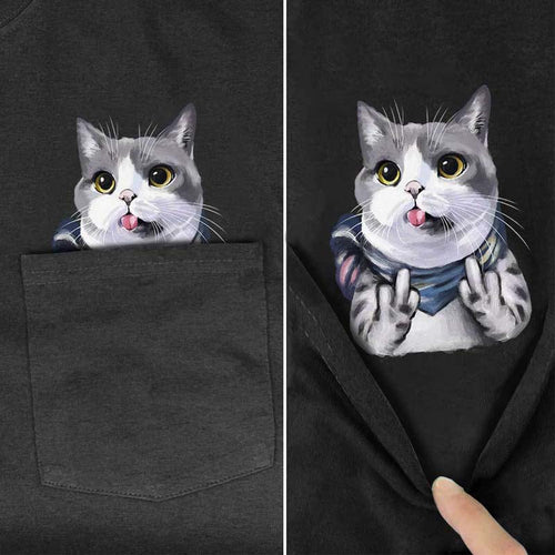 BowLift | Pockets Middle Finger Cat T-Shirt