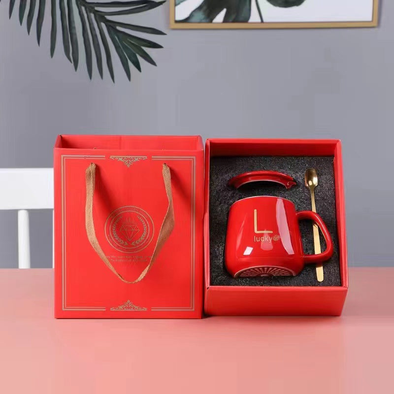 Large-Capacity Ceramic Mug with Lid and Spoon Coffee Cup Gift Set | Bowlift