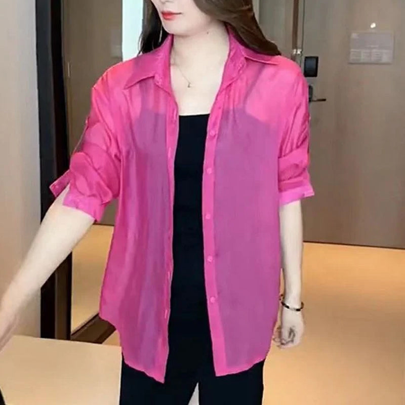 Summer blouse made of silk chiffon | Bowlift