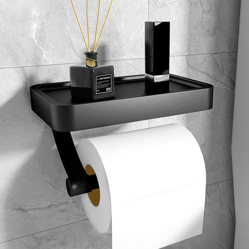 BowLift | RVS Shelf | Drill-free Toilet Roll Holder with Storage Shelf made of Stainless Steel