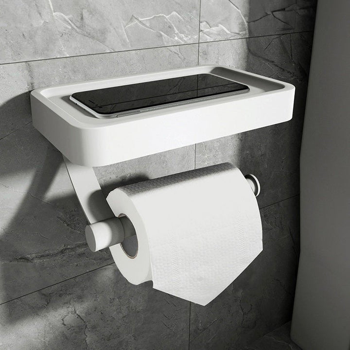 BowLift | RVS Shelf | Drill-free Toilet Roll Holder with Storage Shelf made of Stainless Steel