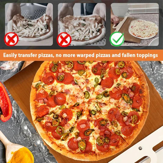 Sliding Pizza Peel Shovel Removable Wooden Handle Pizza Spatula with Tarps | Bowlift