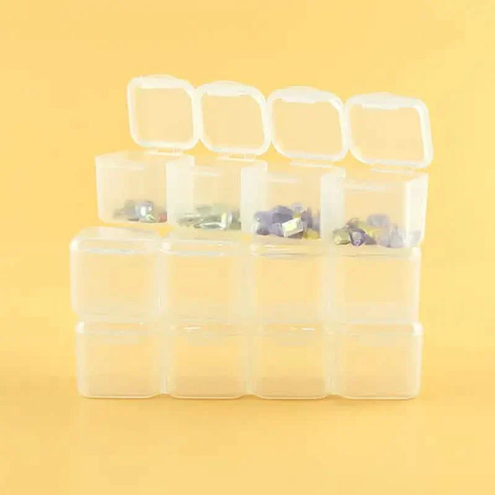 BowLift | Small 28 Compartments Diamond Box Clear Plastic Jewelry Craft Storage Container