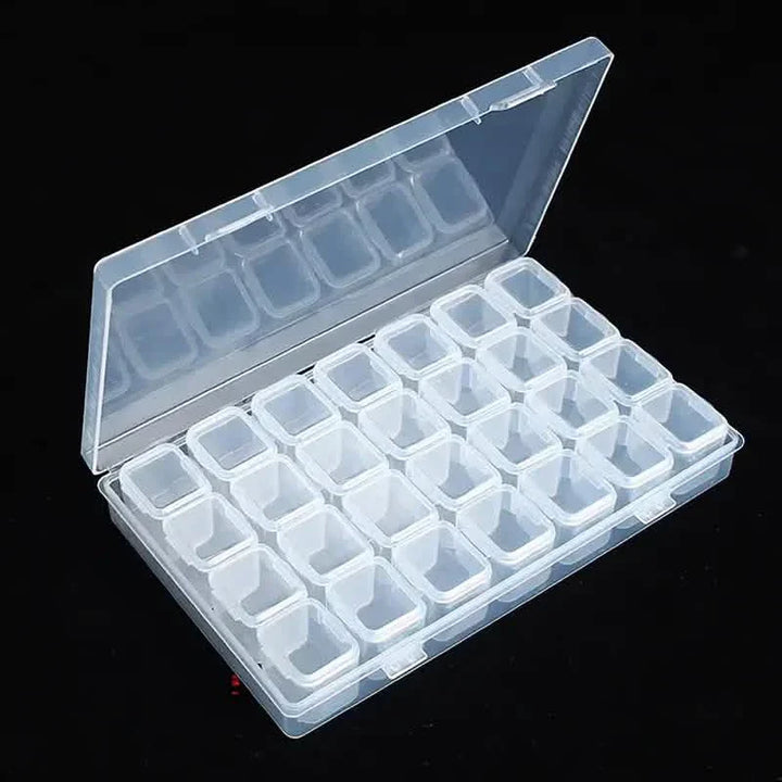 BowLift | Small 28 Compartments Diamond Box Clear Plastic Jewelry Craft Storage Container