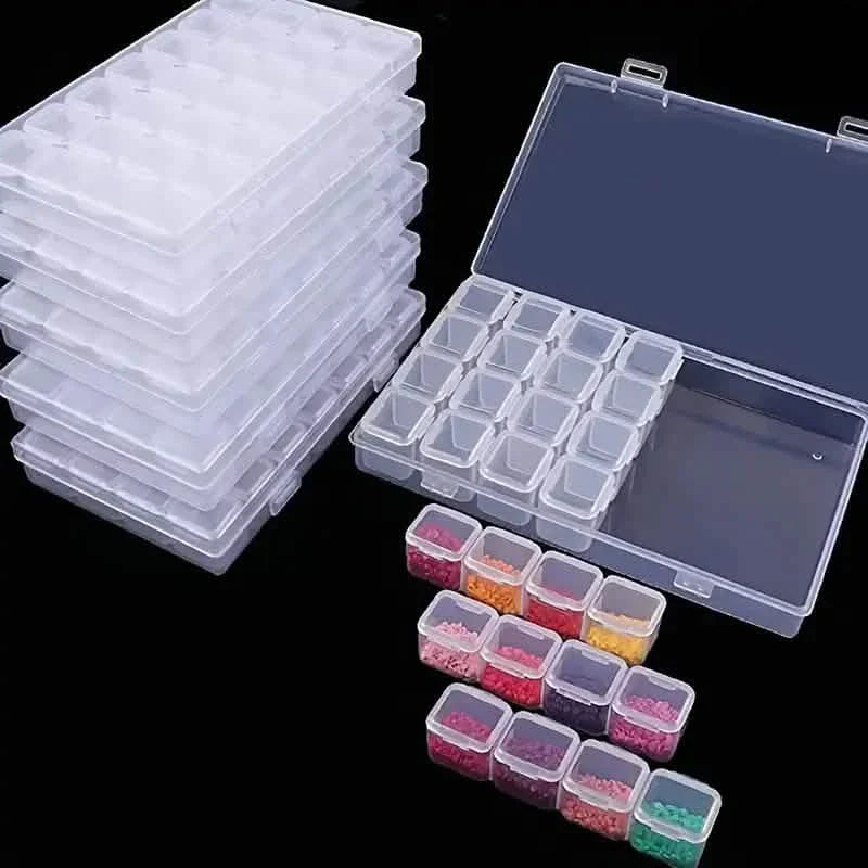 BowLift | Small 28 Compartments Diamond Box Clear Plastic Jewelry Craft Storage Container