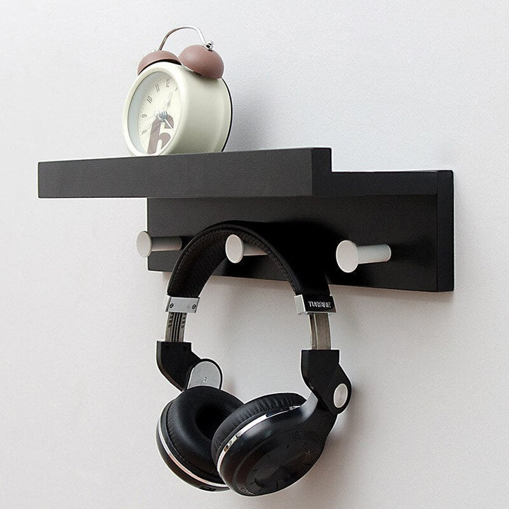 BowLift | Smash Wall Shelf with Hooks – Multifunctional Wooden Storage Rack for Any Room