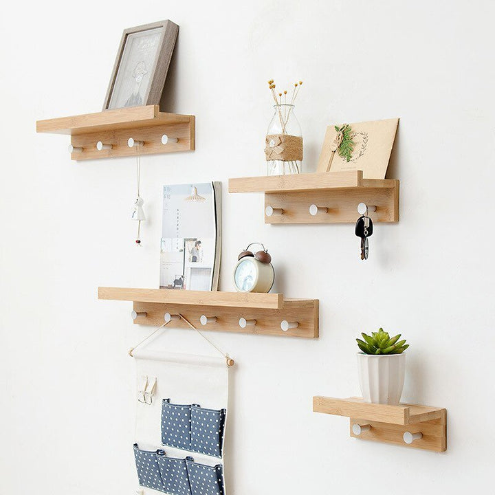 BowLift | Smash Wall Shelf with Hooks – Multifunctional Wooden Storage Rack for Any Room