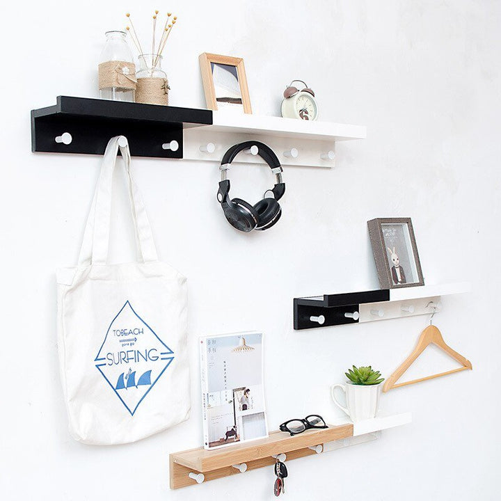 BowLift | Smash Wall Shelf with Hooks – Multifunctional Wooden Storage Rack for Any Room