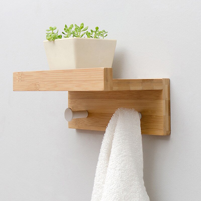 BowLift | Smash Wall Shelf with Hooks – Multifunctional Wooden Storage Rack for Any Room