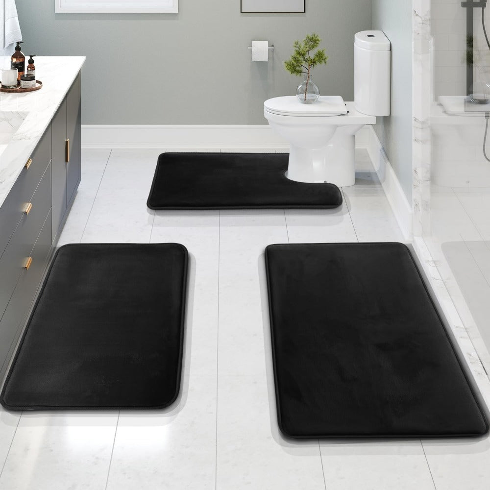 BowLift | SoftStep Luxe – Memory Foam Bath Mat 3-Piece Set