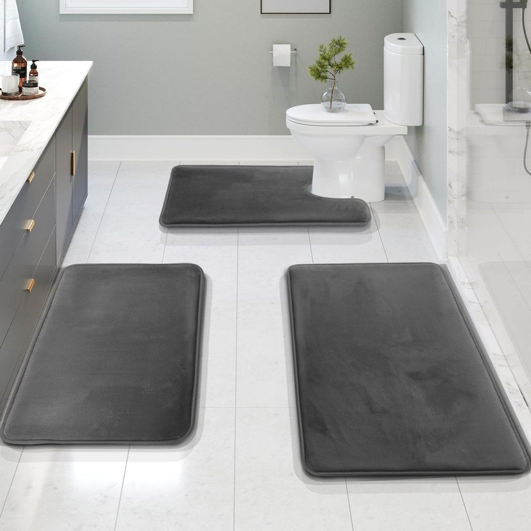 BowLift | SoftStep Luxe – Memory Foam Bath Mat 3-Piece Set