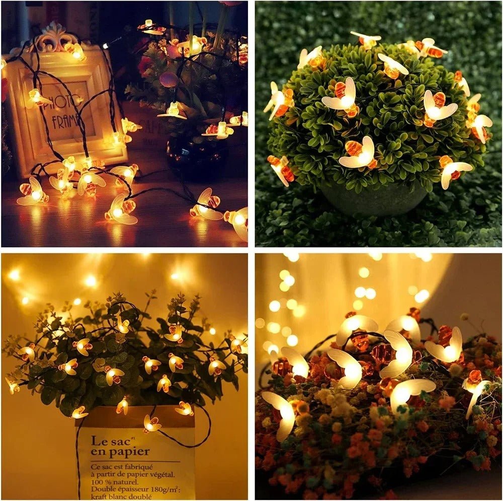 BowLift | Solar Honey Bee String Lights - Waterproof Lights for Garden, Christmas, Wedding, Party Outdoor Lighting