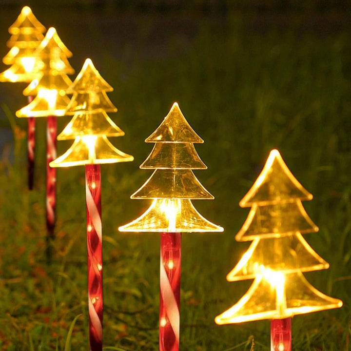 BowLift | Solar Snowflake Christmas Tree Garden Lights – 5pcs. Waterproof LED Stake Lights for Magical Outdoor Christmas Décor and Year-Round Lawn Illumination