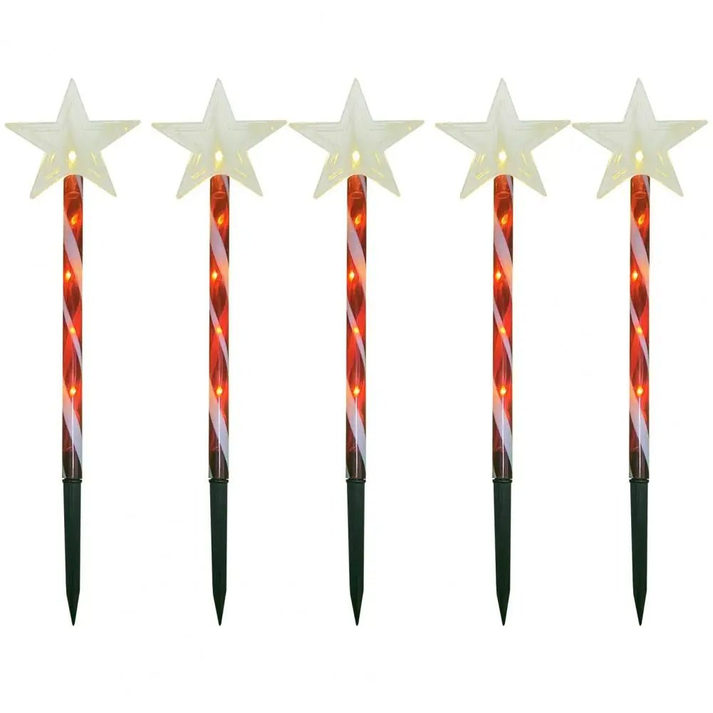 BowLift | Solar Snowflake Christmas Tree Garden Lights – 5pcs. Waterproof LED Stake Lights for Magical Outdoor Christmas Décor and Year-Round Lawn Illumination