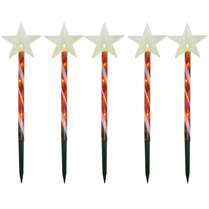 BowLift | Solar Snowflake Christmas Tree Garden Lights – 5pcs. Waterproof LED Stake Lights for Magical Outdoor Christmas Décor and Year-Round Lawn Illumination