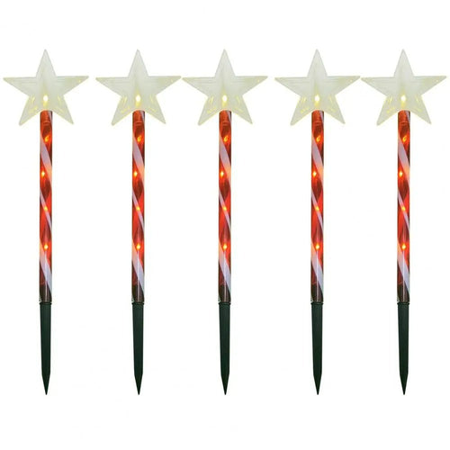 BowLift | Solar Snowflake Christmas Tree Garden Lights – 5pcs. Waterproof LED Stake Lights for Magical Outdoor Christmas Décor and Year-Round Lawn Illumination