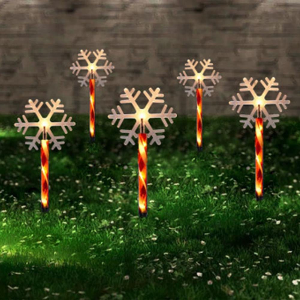 BowLift | Solar Snowflake Christmas Tree Garden Lights – 5pcs. Waterproof LED Stake Lights for Magical Outdoor Christmas Décor and Year-Round Lawn Illumination