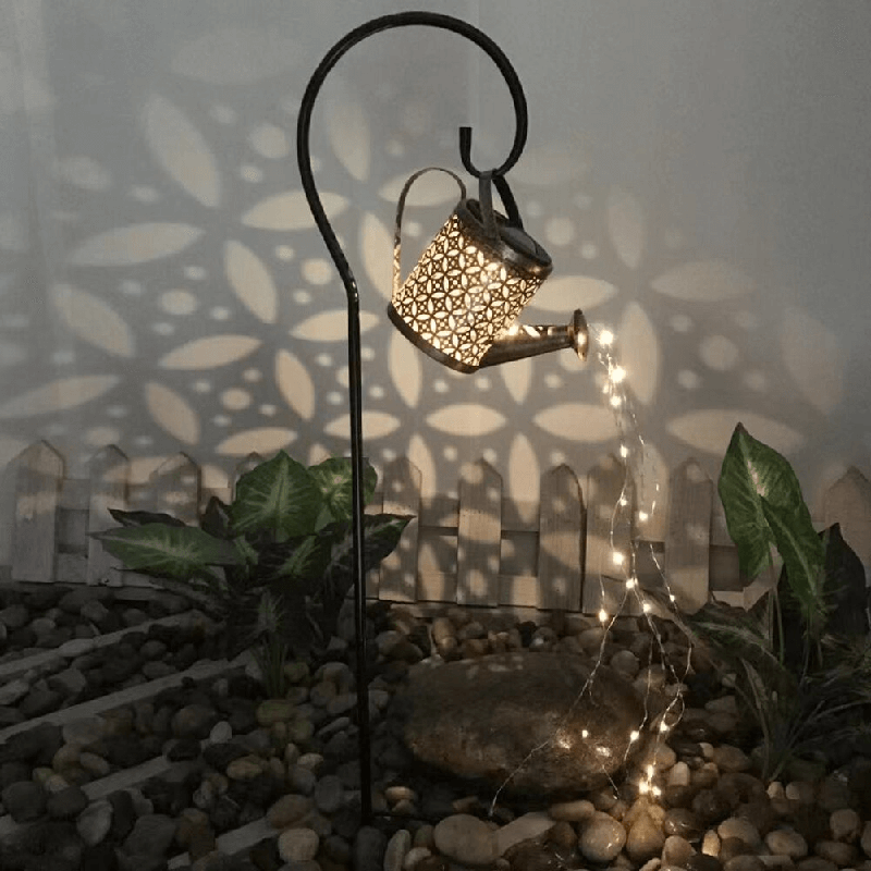 BowLift | Solar Watering Can Lamp – Wrought Iron Garden Light with 36 Warm LEDs for Magical Outdoor Ambience