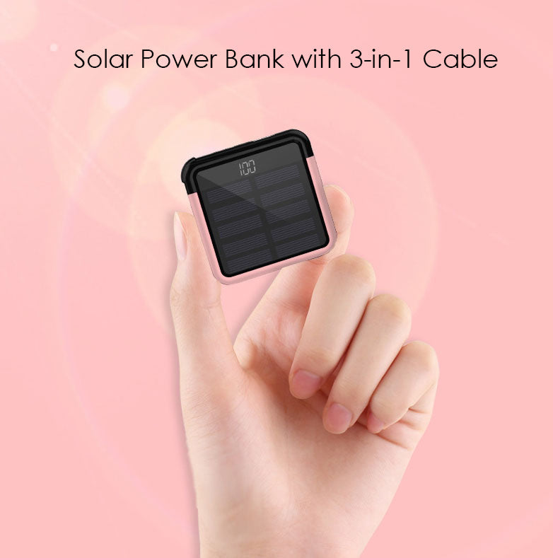 BowLift | Tinier & Thinner Solar Power Bank with 3-in-1 Concealable Cable