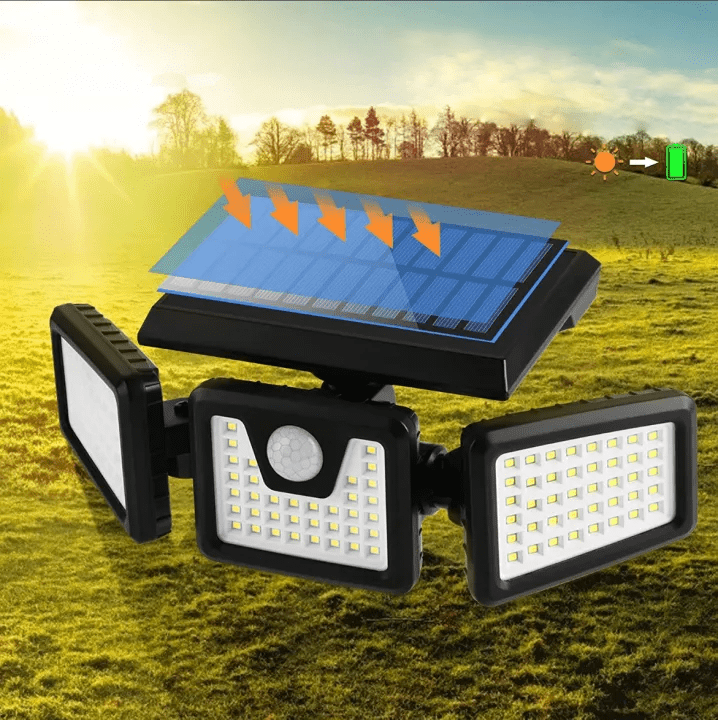 BowLift | SOLARMAX – 360° Rotating Triple Head Solar Security Wall Light