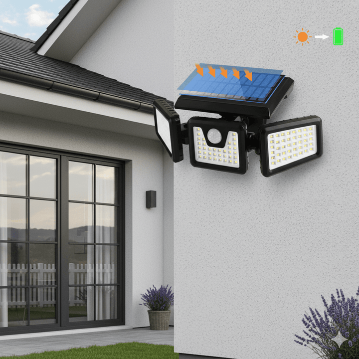BowLift | SOLARMAX – 360° Rotating Triple Head Solar Security Wall Light