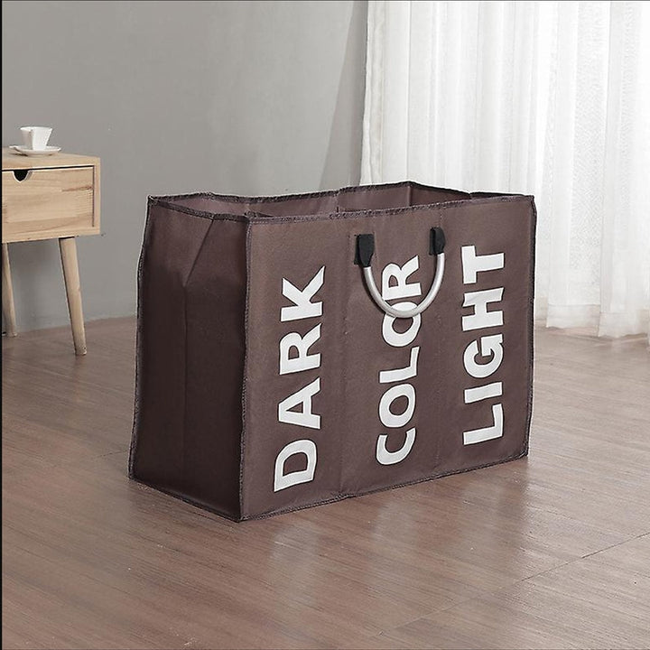 Laundry basket 3 compartments - foldable with handle - black, gray or light gray | Bowlift