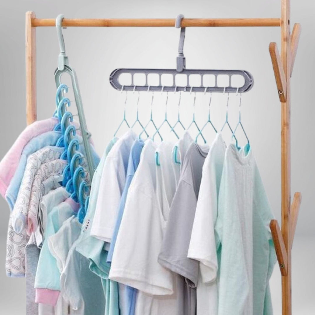 Clothes hanger organizer space-saving rack 2-piece set | Bowlift