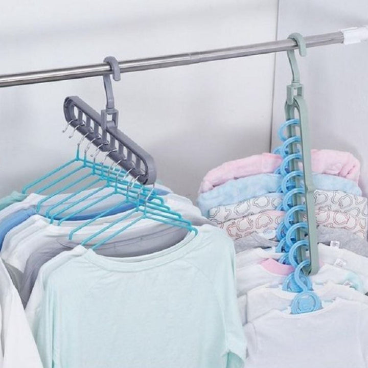 Clothes hanger organizer space-saving rack 2-piece set | Bowlift