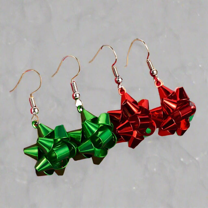 BowLift | Sparkling Christmas Gift Bow Star Earrings – Trendy Christmas Earhooks for a Festive Fashion Statement & Perfect Holiday Gift