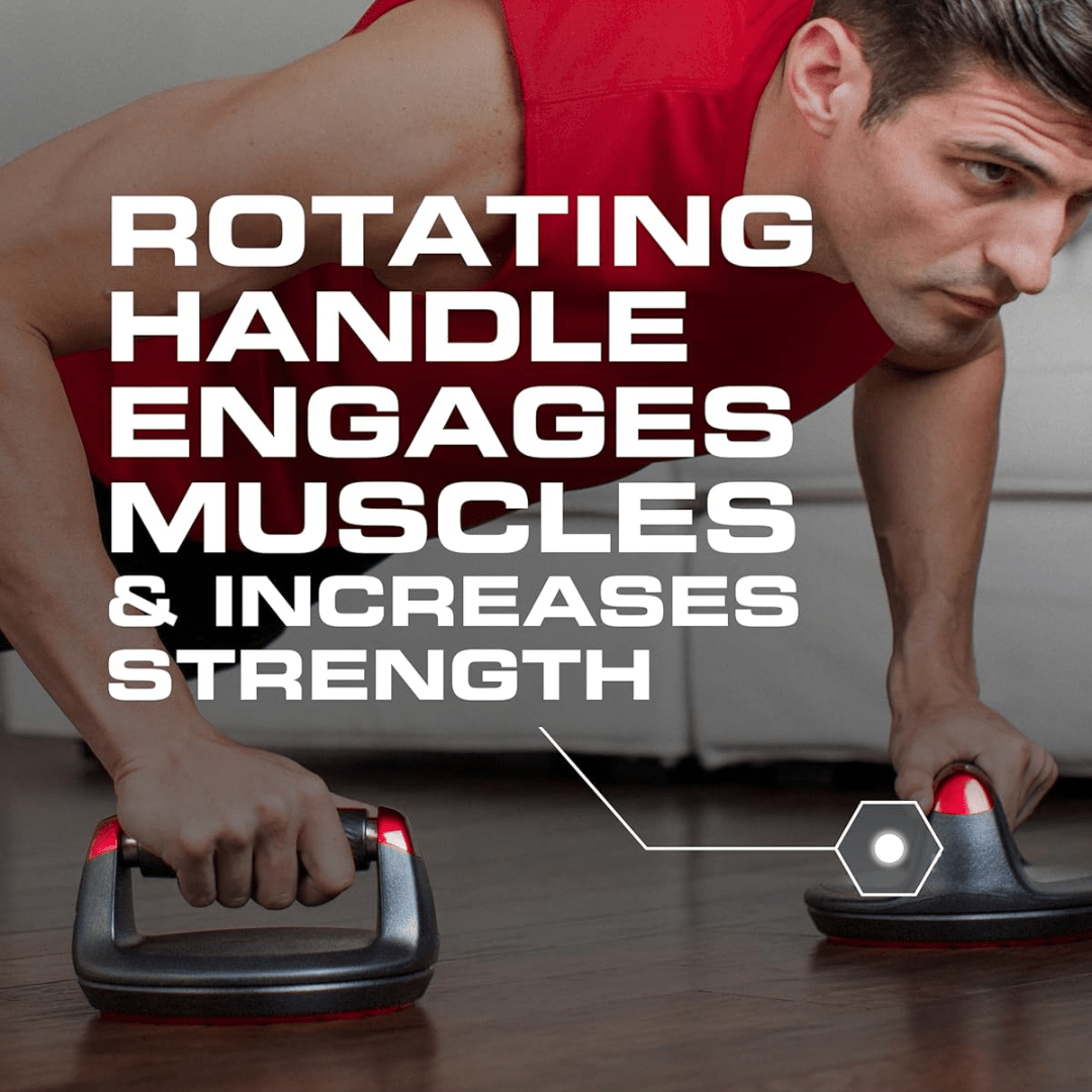 BowLift | Spinfit Rotating Push-Up Handles – Ergonomic Wrist Protection – 180 kg Capacity – Dynamic Strength Training for Chest, Shoulders & Core