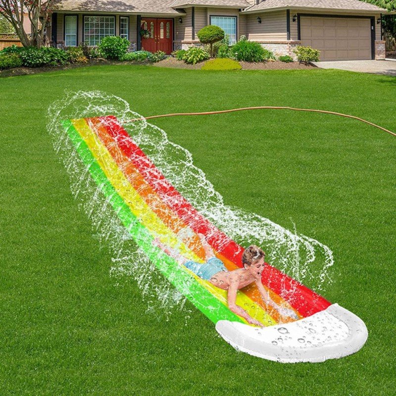 BowLift | Splashrush Trail Water Slide – Extra-Long Garden Slip Fun with Colorful Rainbow Design