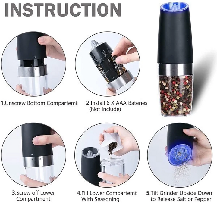 BowLift | SpiceGlide - Salt and Pepper Mill with Gravity Sensor