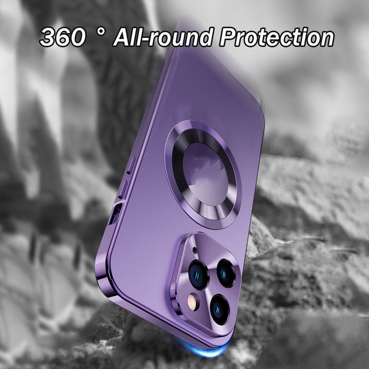 Double-sided magnetic phone case with galvanized glass Bowlift