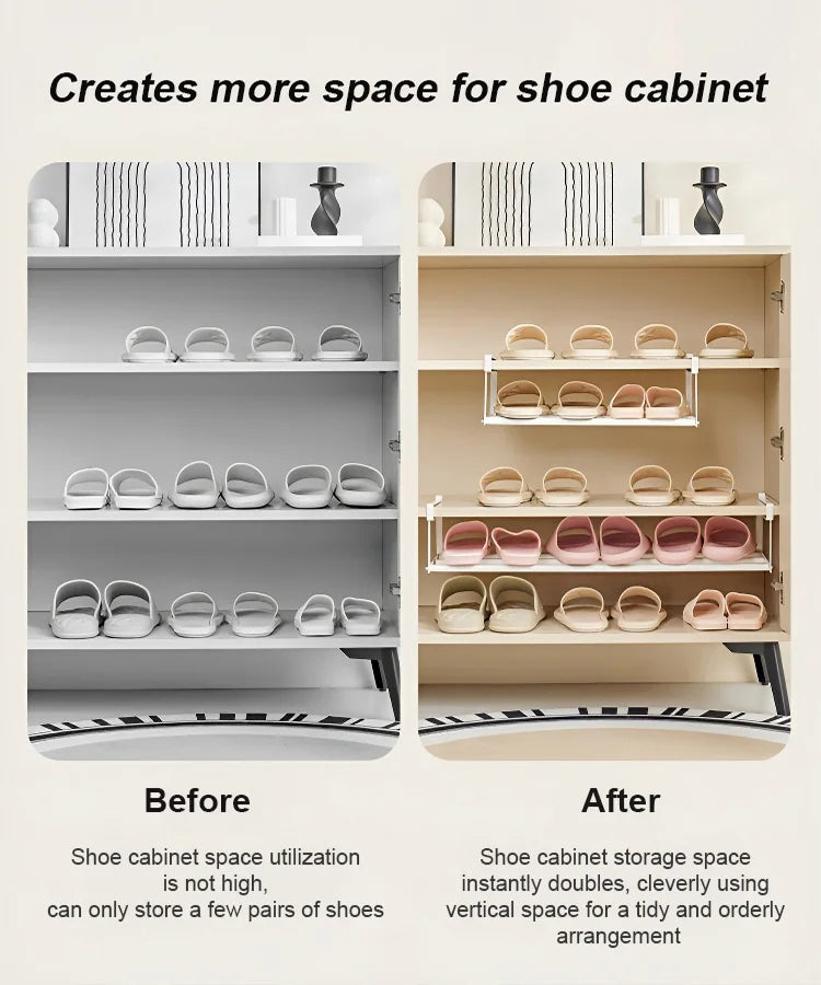 BowLift | Multifunctional shoe rack with clips in stainless steel for more space in the shoe closet