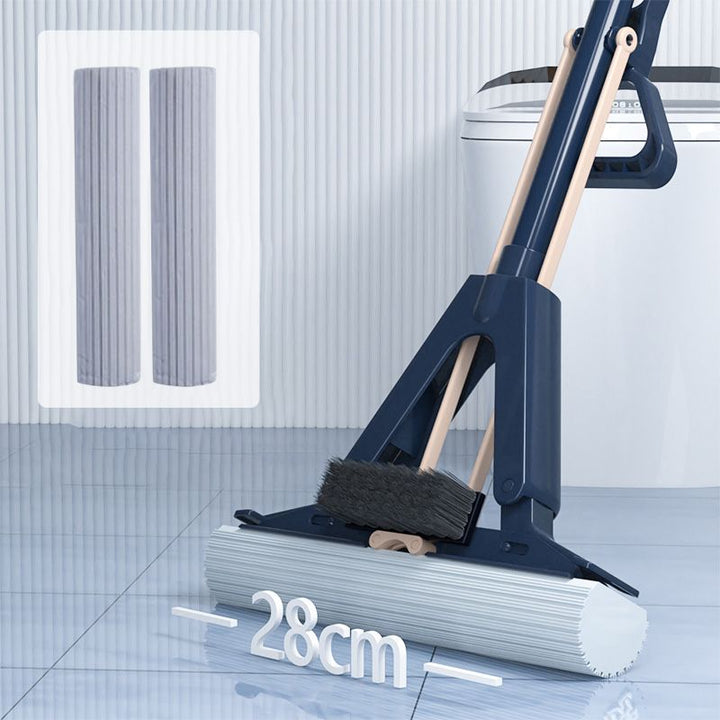 BowLift | Absorbent Folding Squeeze Sponge Mop with Brush