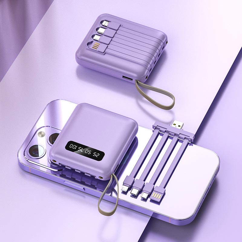 BowLift | Fast Charge 20000mAh Mini Powerbank with Integrated Cables